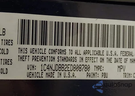 2014 Jeep Compass Sport z USA, uszkodzony, nr VIN 1C4NJDBB2ED808780